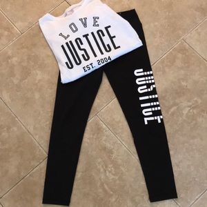 Black and white Justice active outfit.
